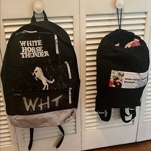 # 0771**Unisex White Horse Thunder Black and Gray Backpack Set.